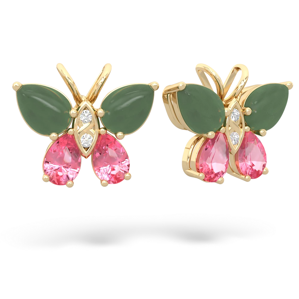 Jade Butterfly 14K Yellow Gold earrings E2215