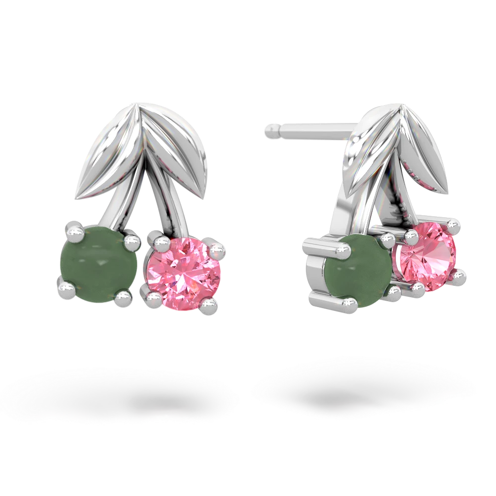 Jade Sweet Cherries 14K White Gold earrings E7001