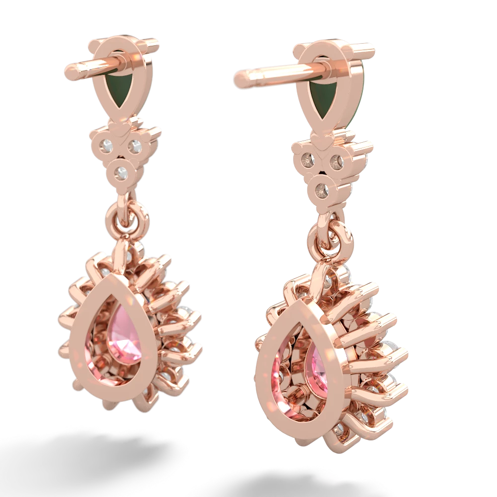 Jade Halo Pear Dangle 14K Rose Gold earrings E1882