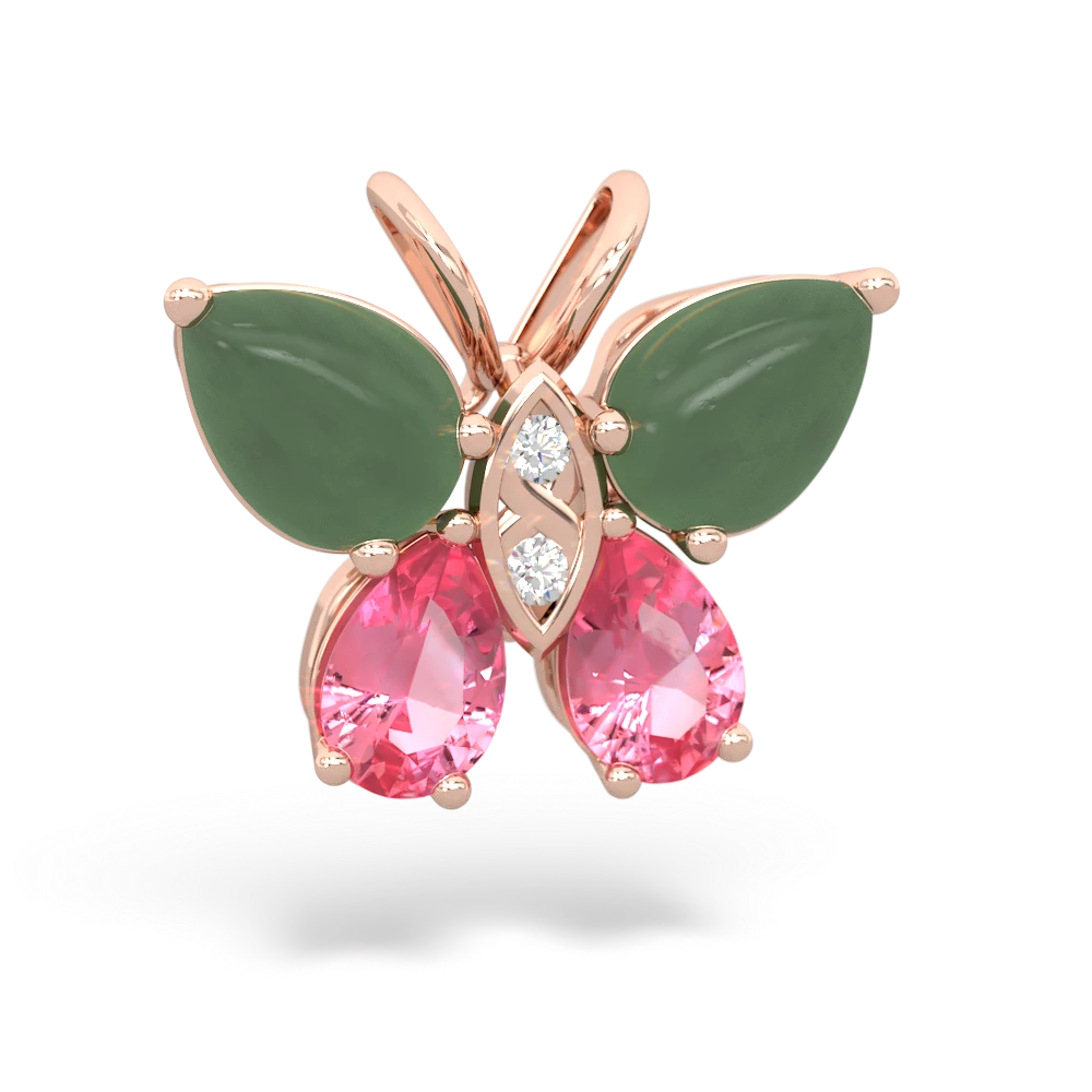 Jade Butterfly 14K Rose Gold pendant P2215