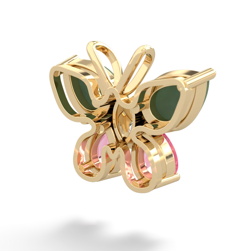 Jade Butterfly 14K Yellow Gold pendant P2215