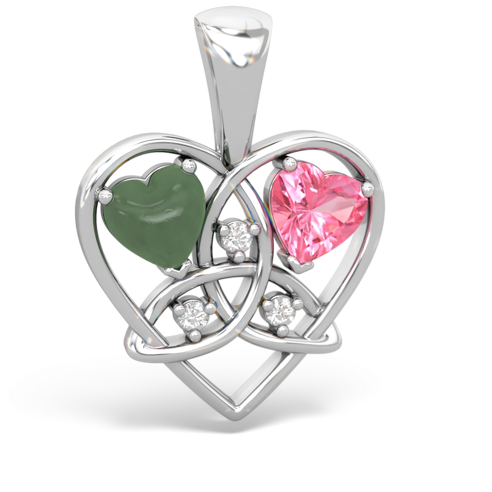 Jade Celtic Trinity Heart 14K White Gold pendant P5331