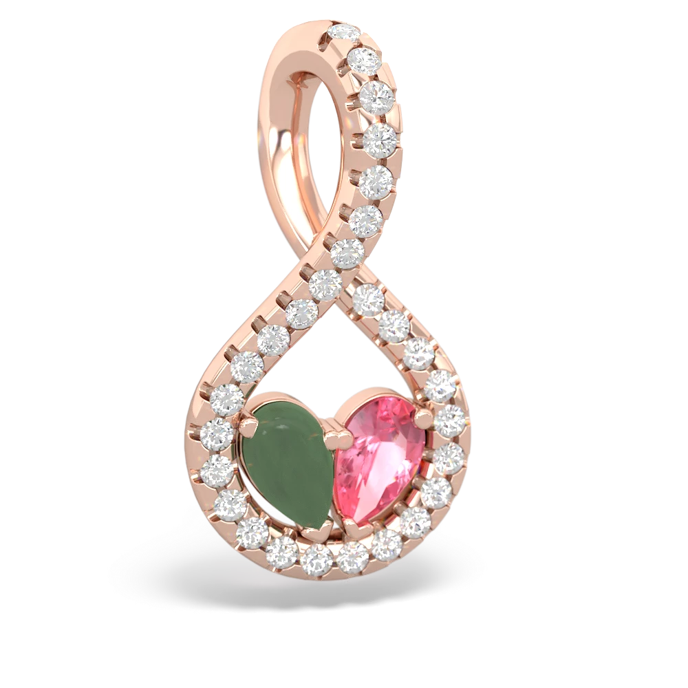 Jade Pave Twist 'One Heart' 14K Rose Gold pendant P5360