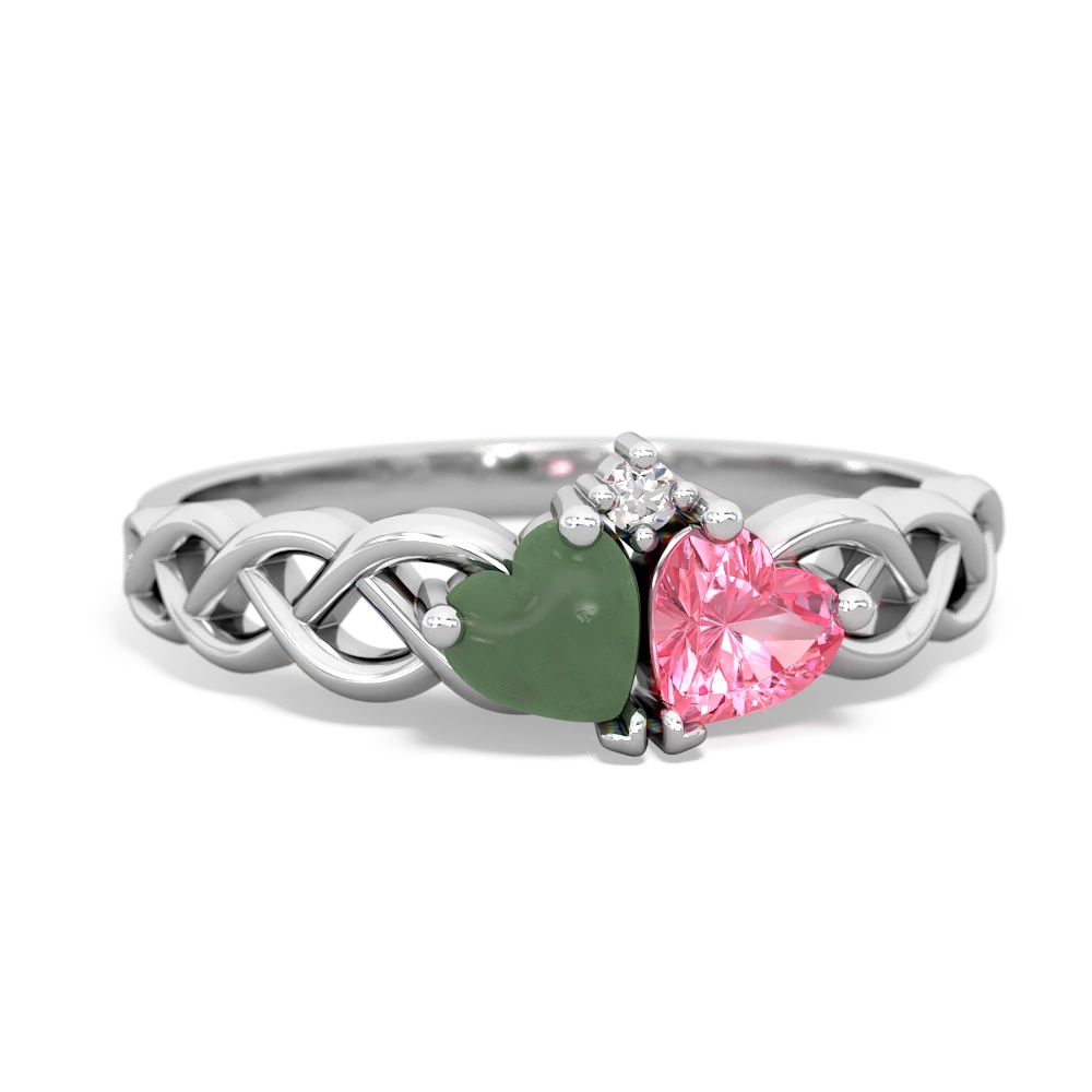 Jade Heart To Heart Braid 14K White Gold ring R5870