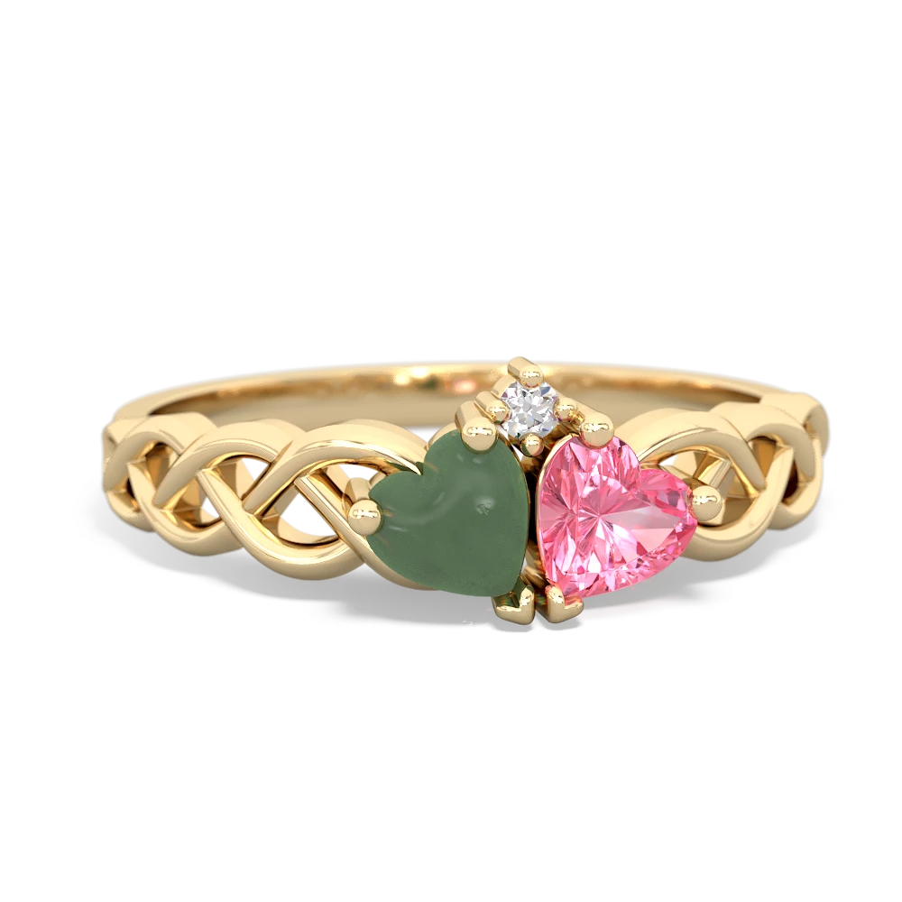 Jade Heart To Heart Braid 14K Yellow Gold ring R5870