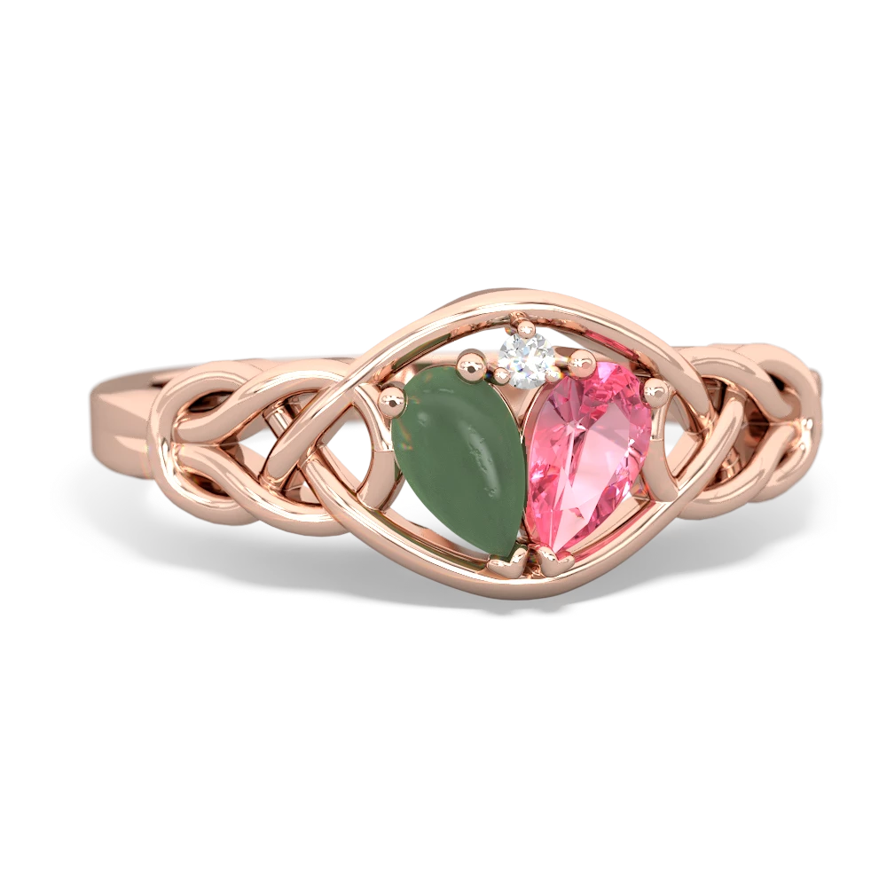 Jade Celtic Love Knot 14K Rose Gold ring R5420