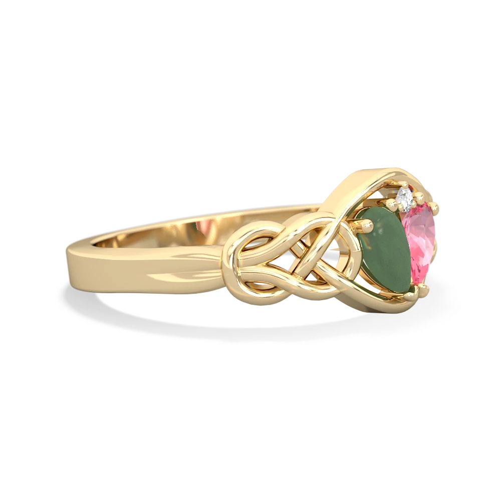 Jade Celtic Love Knot 14K Yellow Gold ring R5420