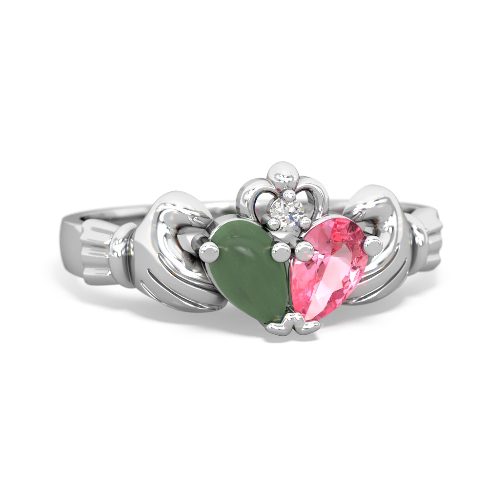 Jade 'Our Heart' Claddagh 14K White Gold ring R2388