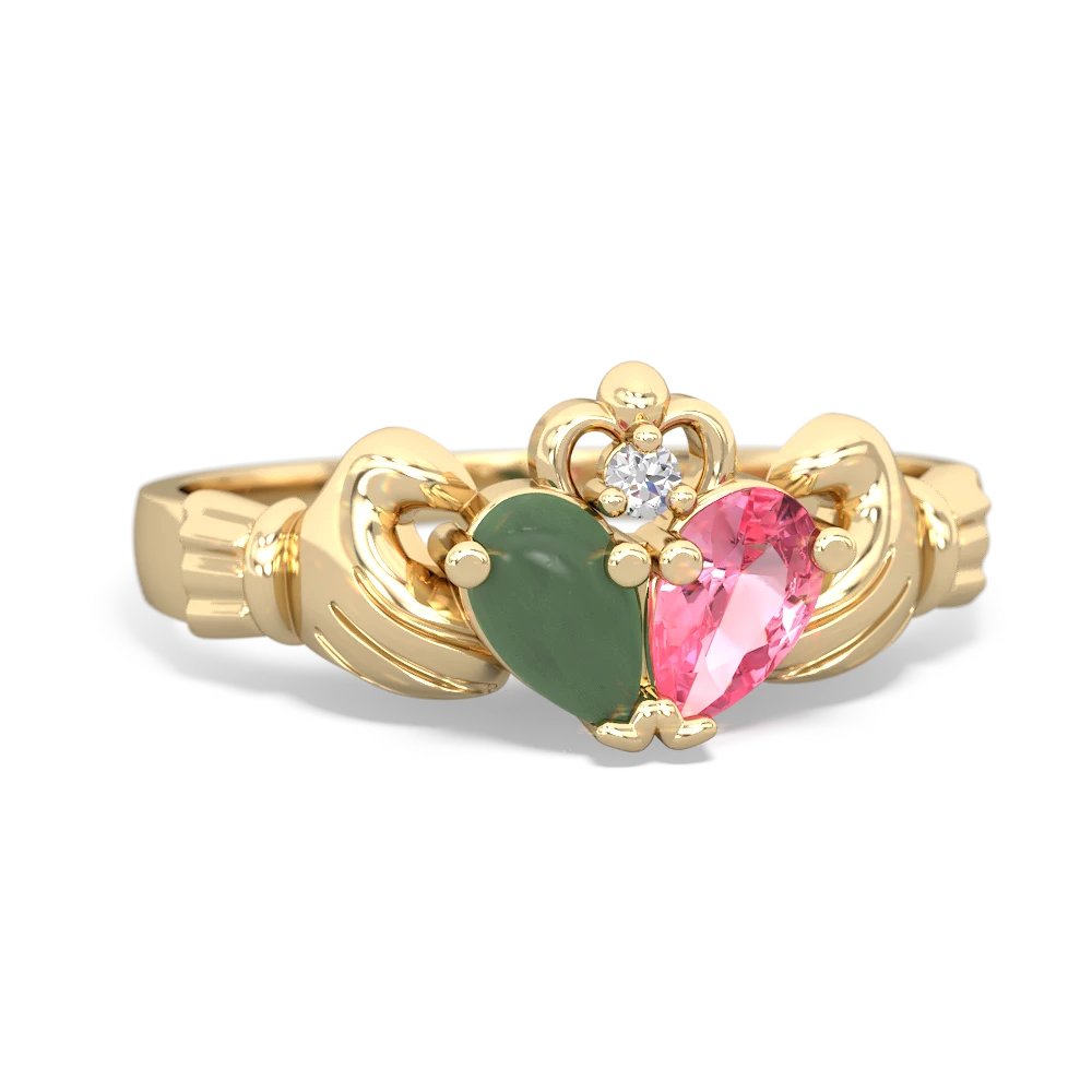 Jade 'Our Heart' Claddagh 14K Yellow Gold ring R2388