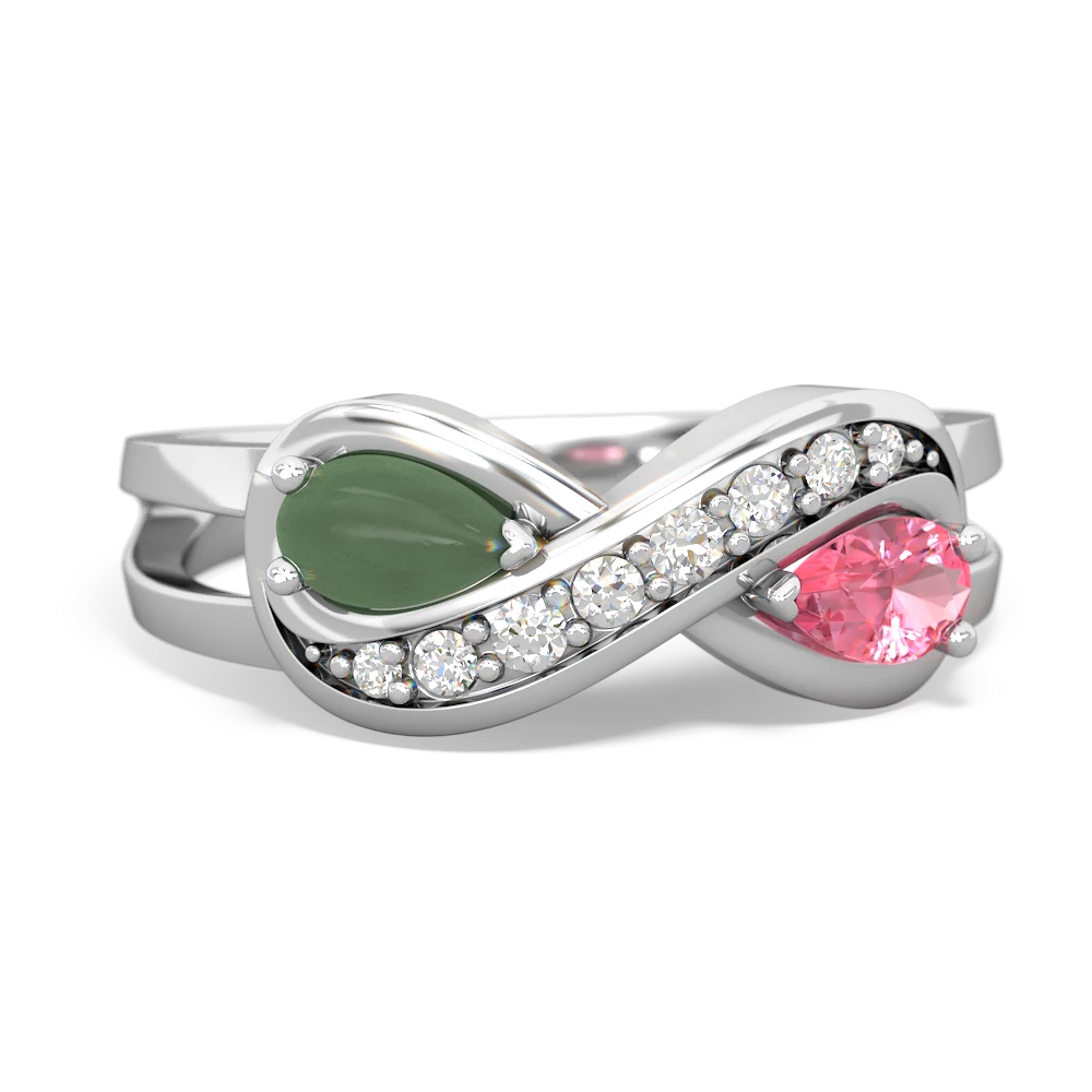 Jade Diamond Infinity 14K White Gold ring R5390