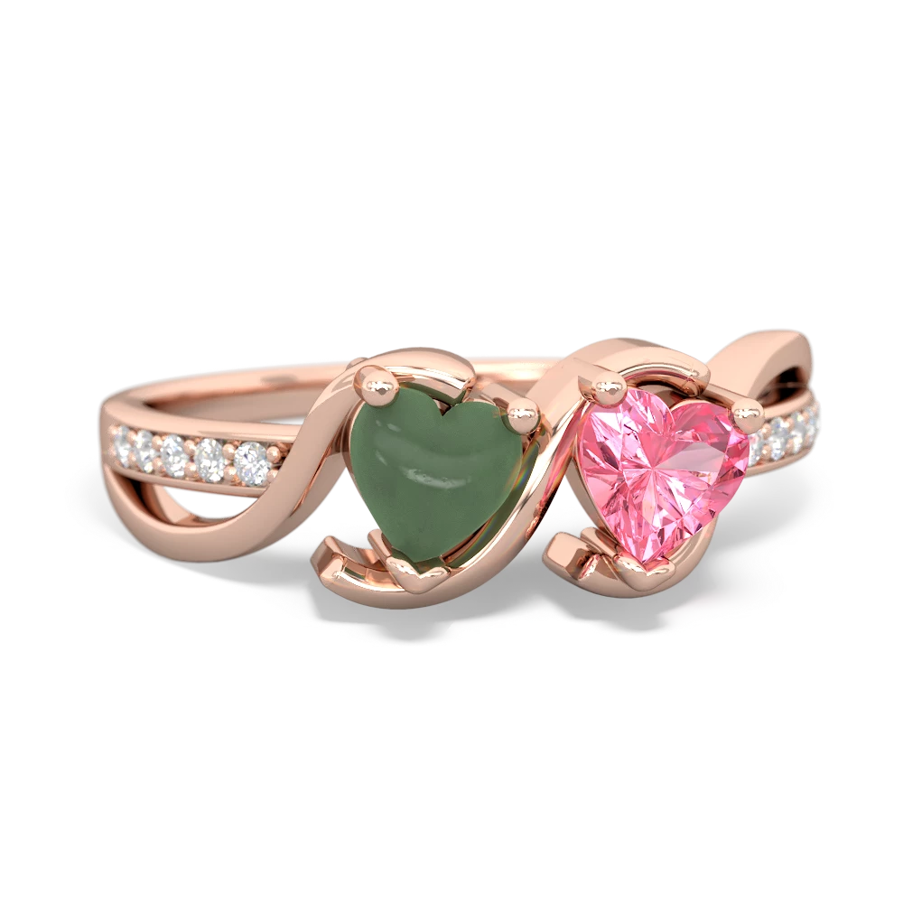 Jade Side By Side 14K Rose Gold ring R3090