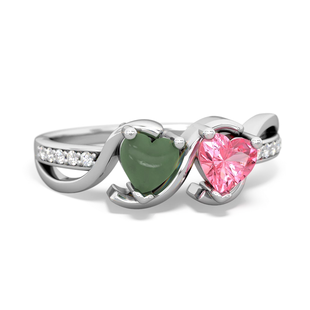 Jade Side By Side 14K White Gold ring R3090