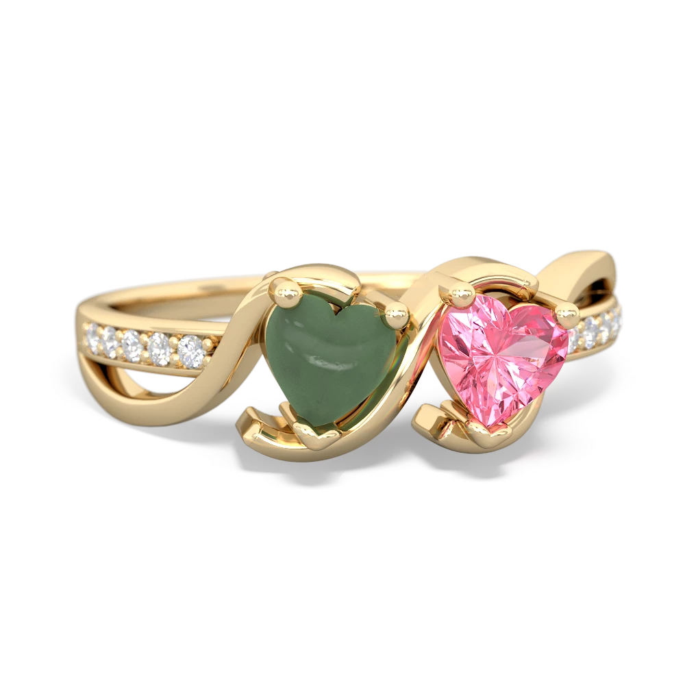 Jade Side By Side 14K Yellow Gold ring R3090