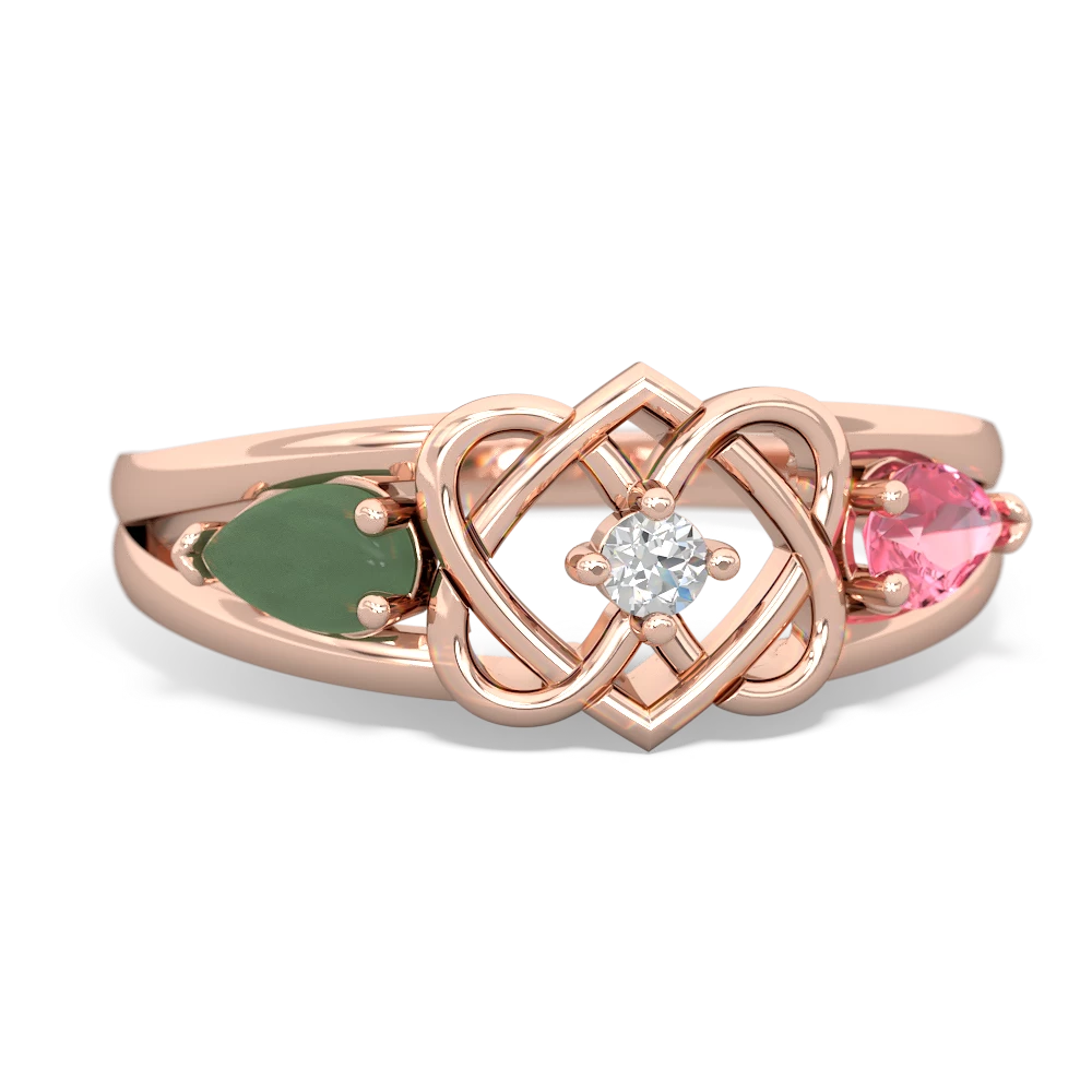 Jade Hearts Intertwined 14K Rose Gold ring R5880
