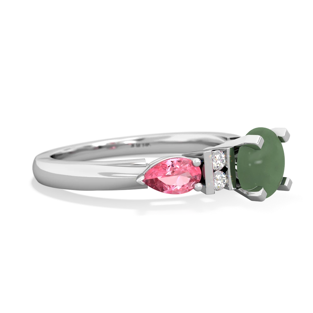 Jade 6Mm Round Eternal Embrace Engagement 14K White Gold ring R2005