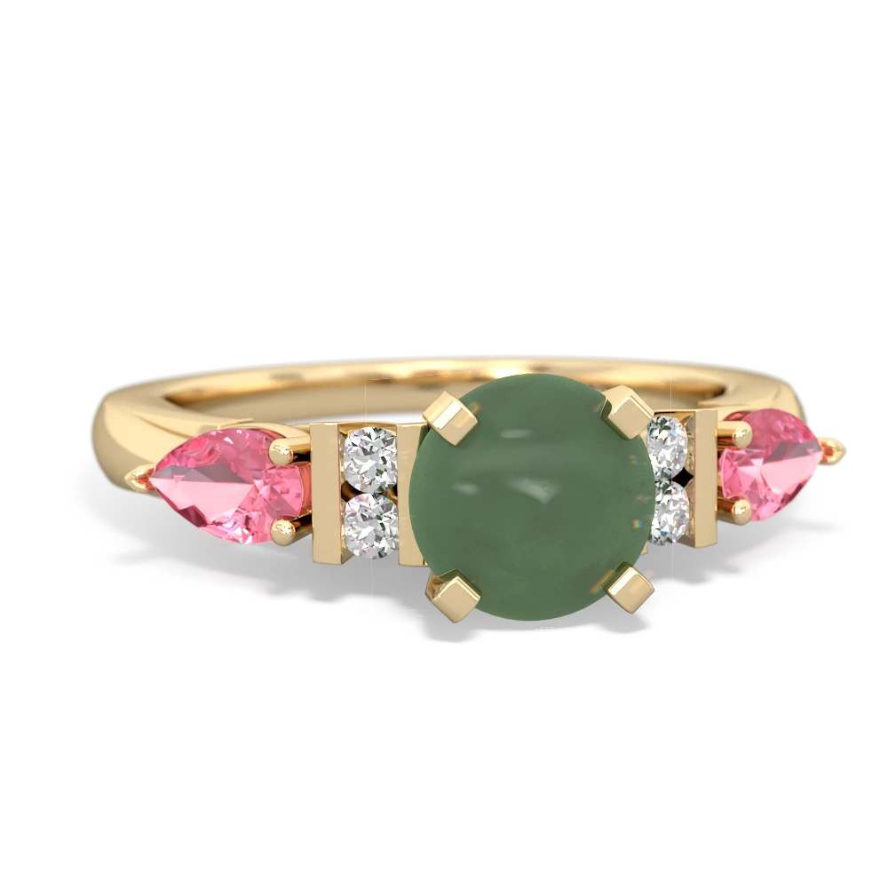 Jade 6Mm Round Eternal Embrace Engagement 14K Yellow Gold ring R2005