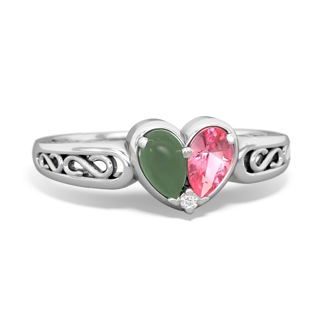 Jade Filligree 'One Heart' 14K White Gold ring R5070