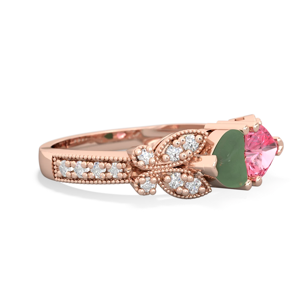 Jade Diamond Butterflies 14K Rose Gold ring R5601