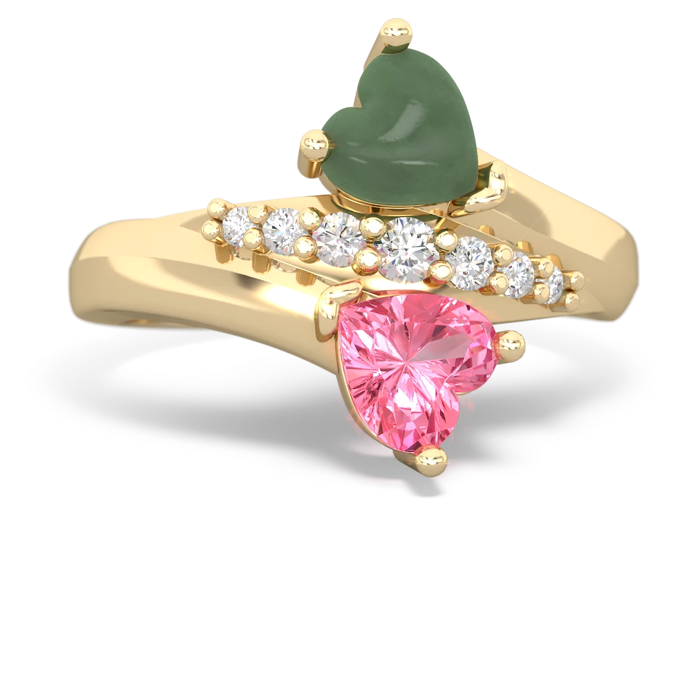 Jade Heart To Heart 14K Yellow Gold ring R2064