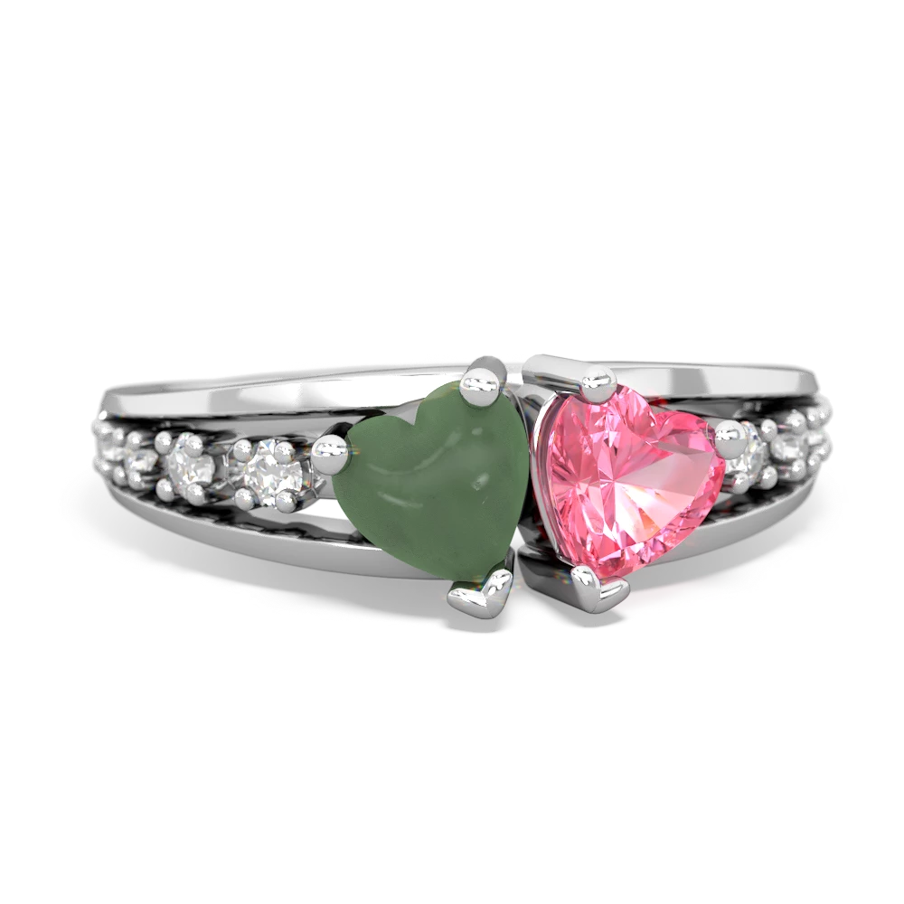 Jade Heart To Heart 14K White Gold ring R3342