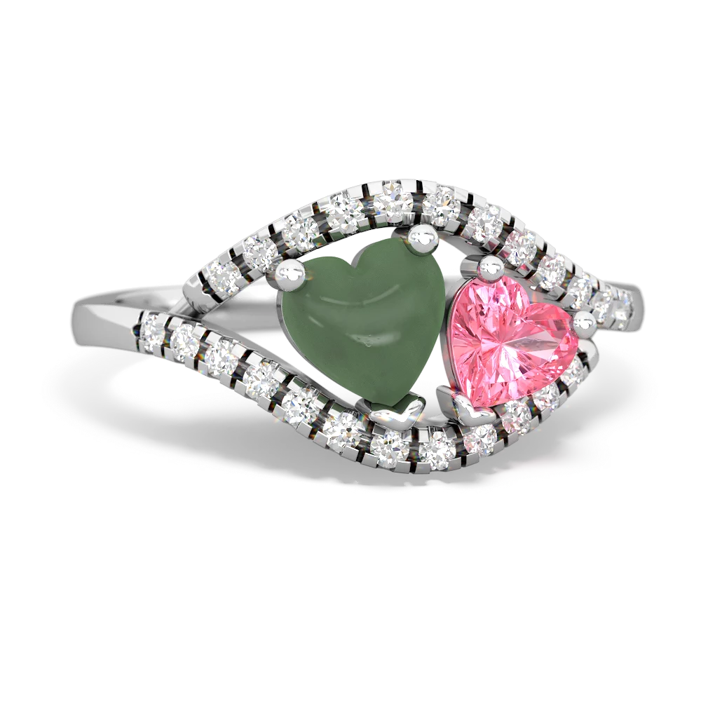 Jade Mother And Child 14K White Gold ring R3010