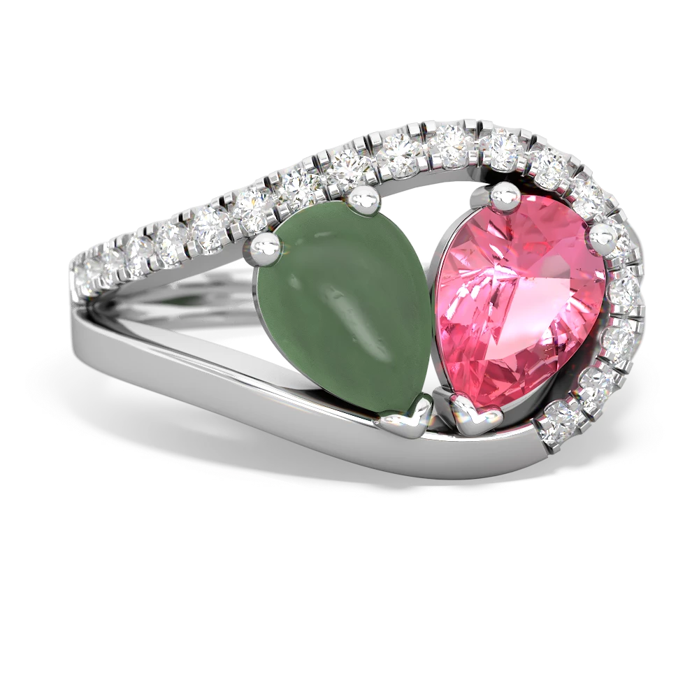 Jade Nestled Heart Keepsake 14K White Gold ring R5650