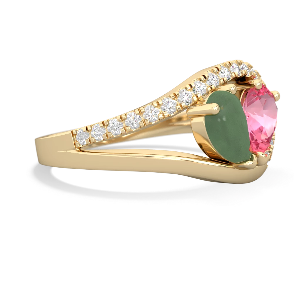 Jade Nestled Heart Keepsake 14K Yellow Gold ring R5650