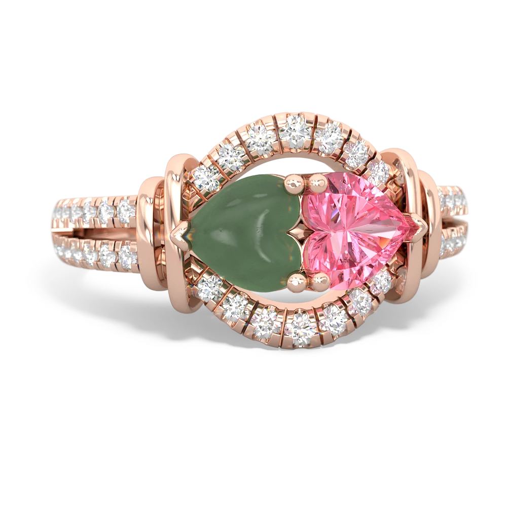 Jade Art-Deco Keepsake 14K Rose Gold ring R5630