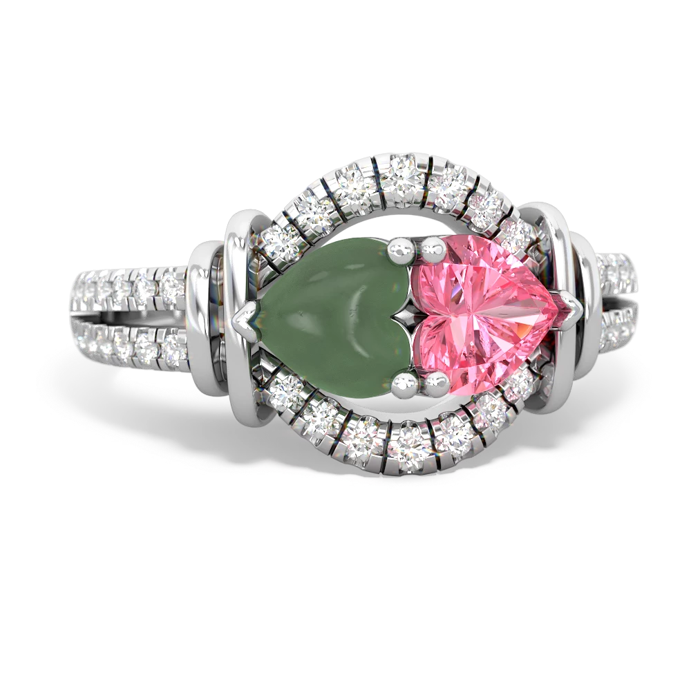 Jade Art-Deco Keepsake 14K White Gold ring R5630