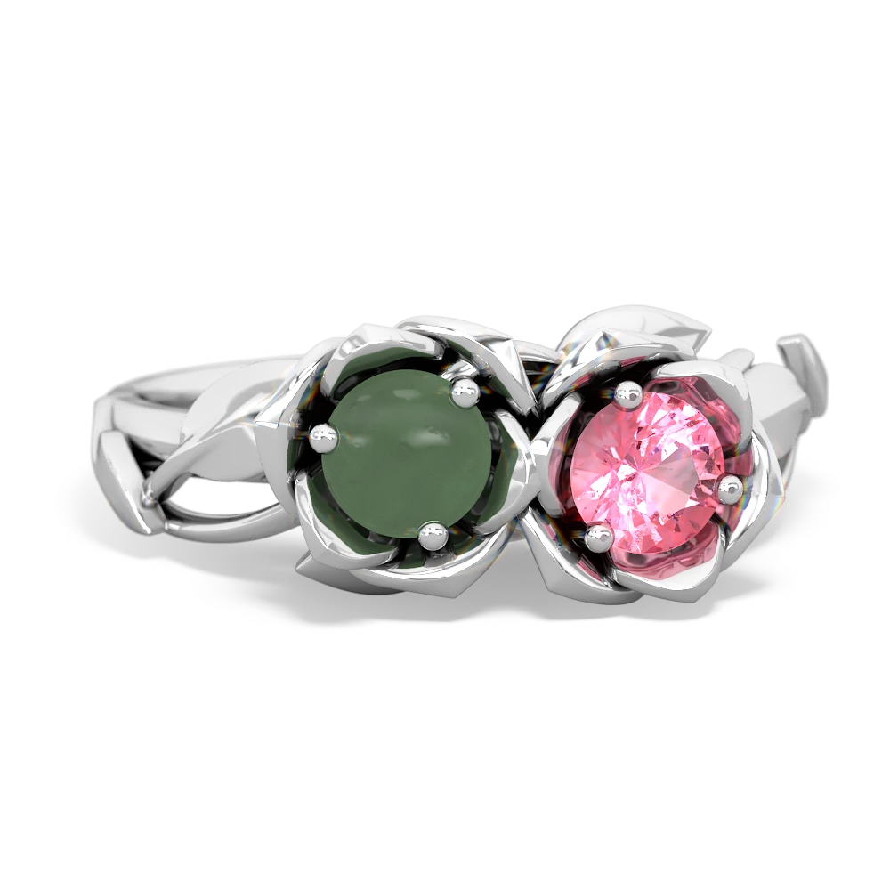 Jade Rose Garden 14K White Gold ring R5510