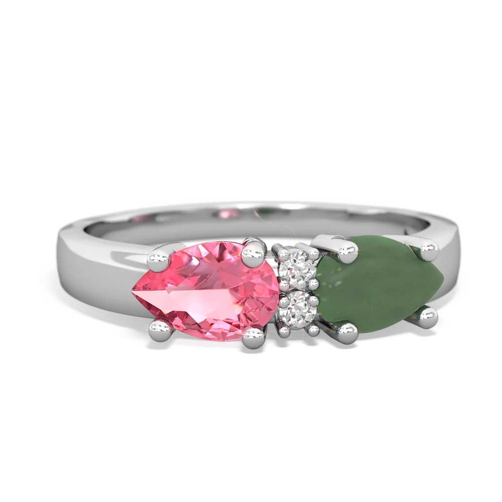 Jade Pear Bowtie 14K White Gold ring R0865