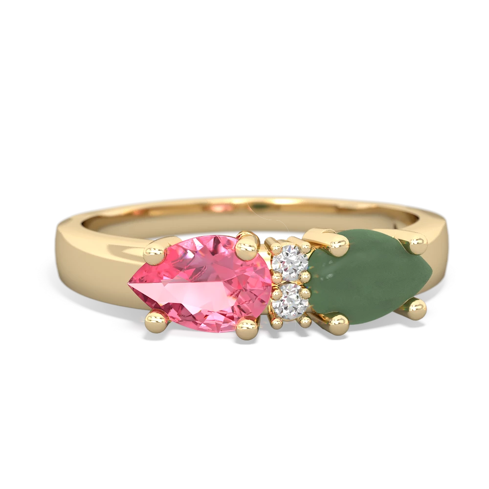 Jade Pear Bowtie 14K Yellow Gold ring R0865