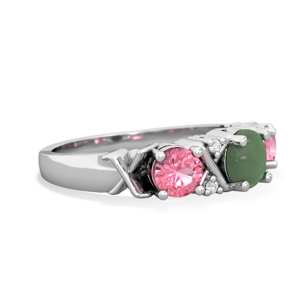 Jade Hugs And Kisses 14K White Gold ring R5016