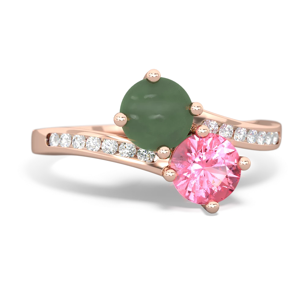 Jade Channel Set Two Stone 14K Rose Gold ring R5303