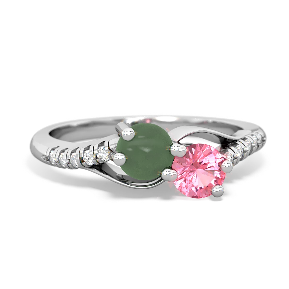 Jade Infinity Pave Two Stone 14K White Gold ring R5285