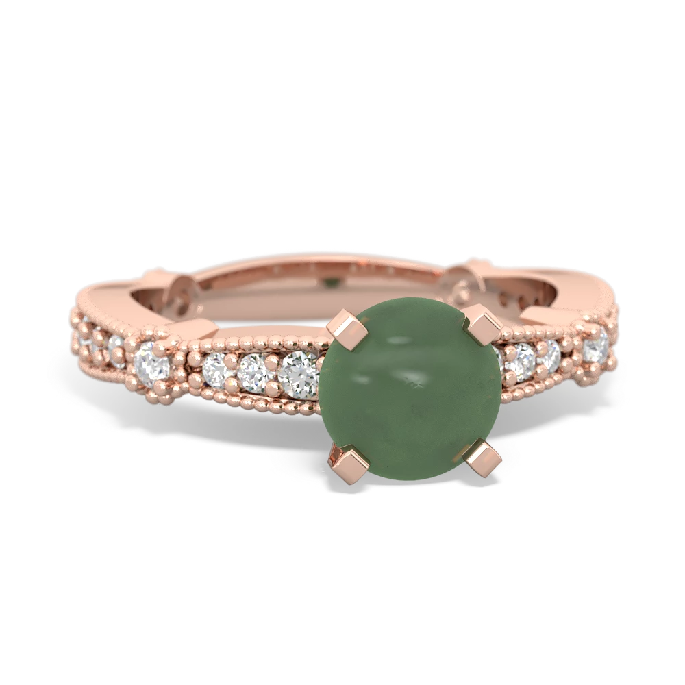 Jade Sparkling Tiara 6Mm Round 14K Rose Gold ring R26296RD