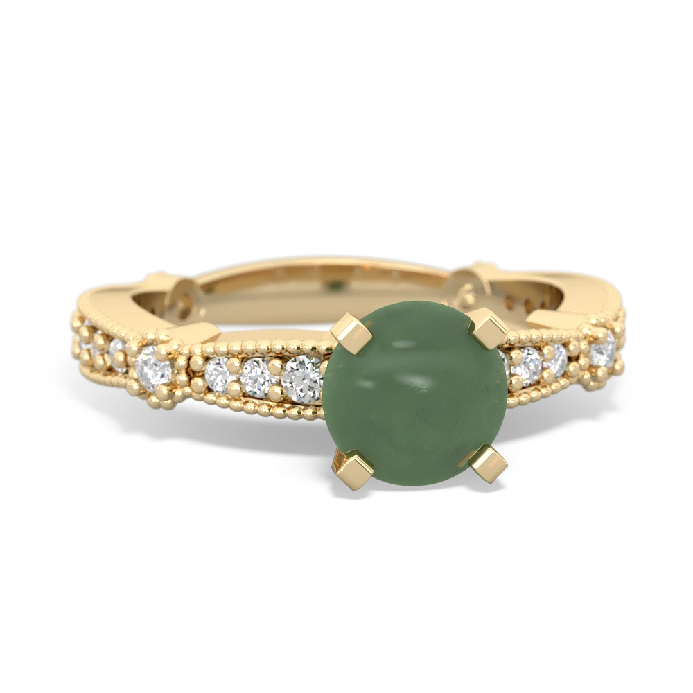 Jade Sparkling Tiara 6Mm Round 14K Yellow Gold ring R26296RD