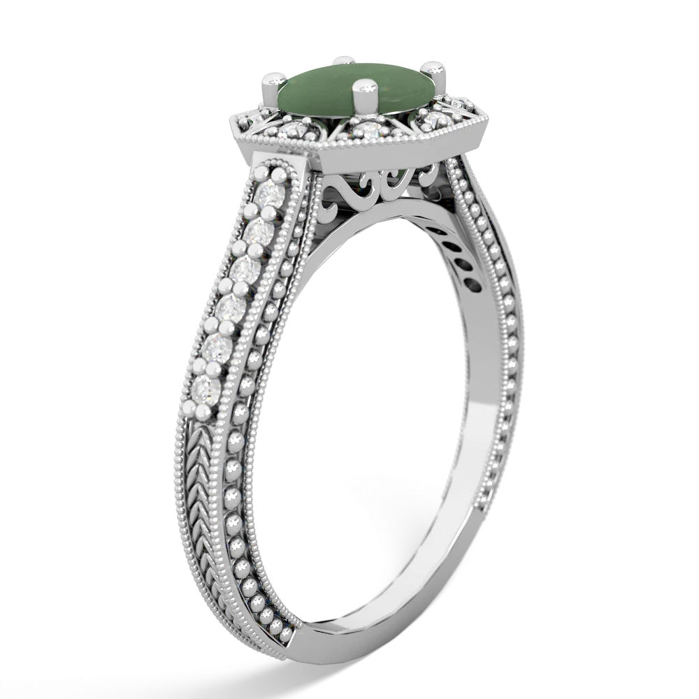 Jade Art-Deco Starburst 14K White Gold ring R5520