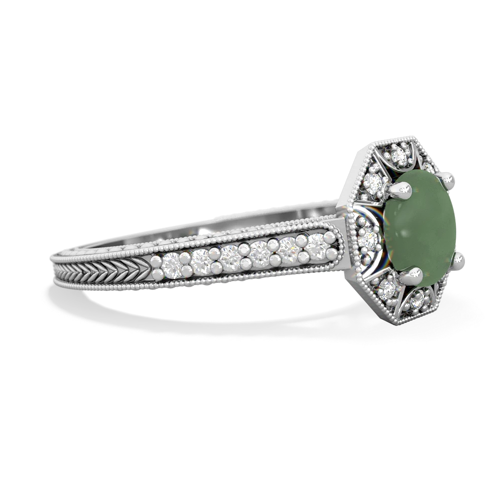 Jade Art-Deco Starburst 14K White Gold ring R5520