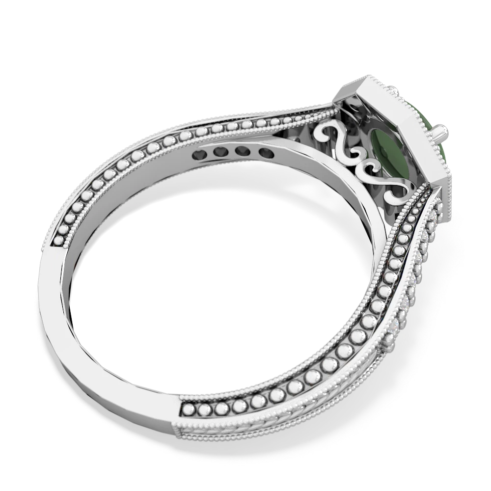 Jade Art-Deco Starburst 14K White Gold ring R5520