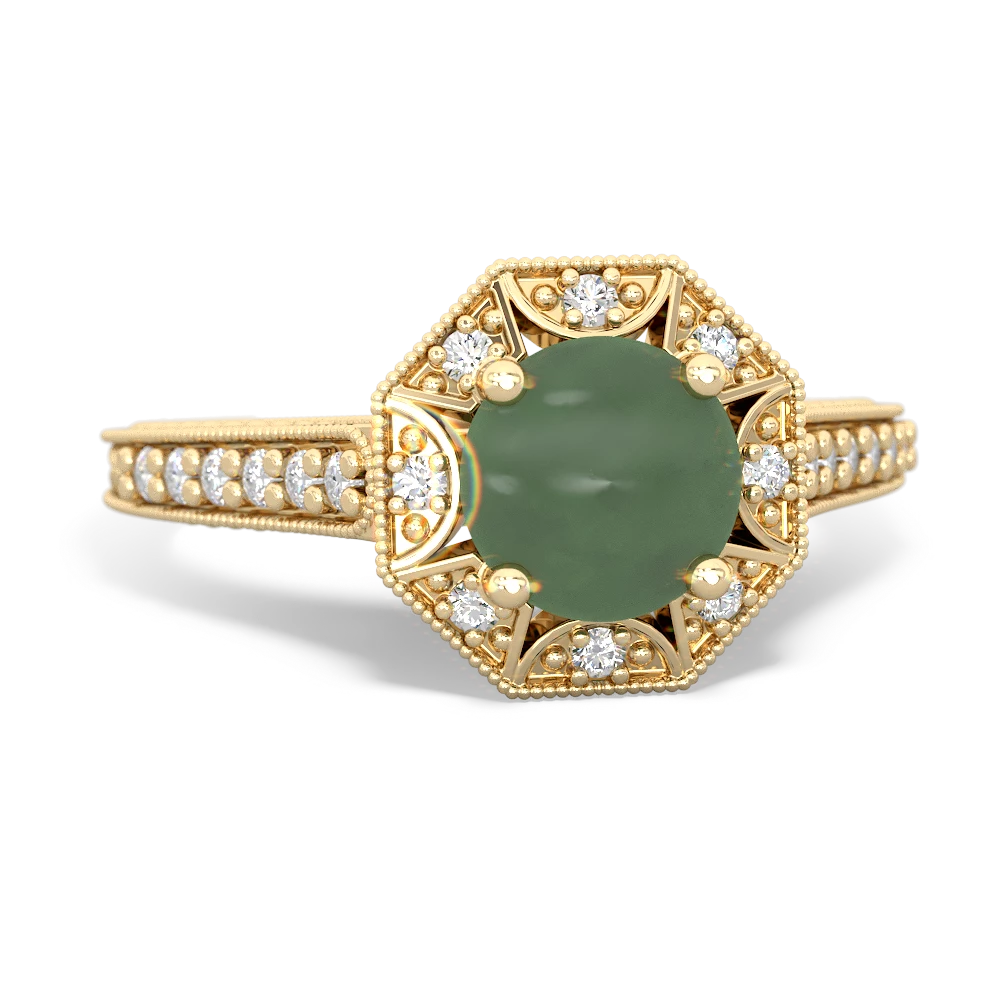 Jade Art-Deco Starburst 14K Yellow Gold ring R5520