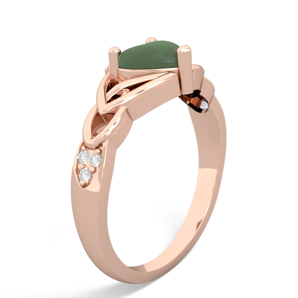 Jade Claddagh Celtic Knot Diamond 14K Rose Gold ring R5001