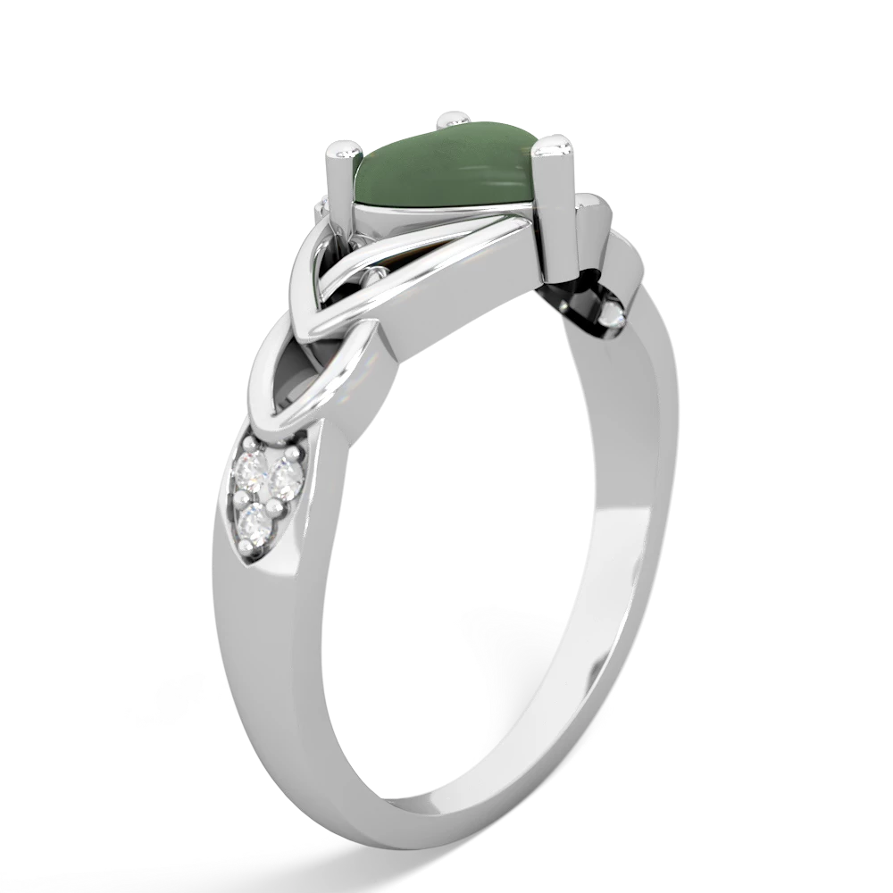 Jade Claddagh Celtic Knot Diamond 14K White Gold ring R5001