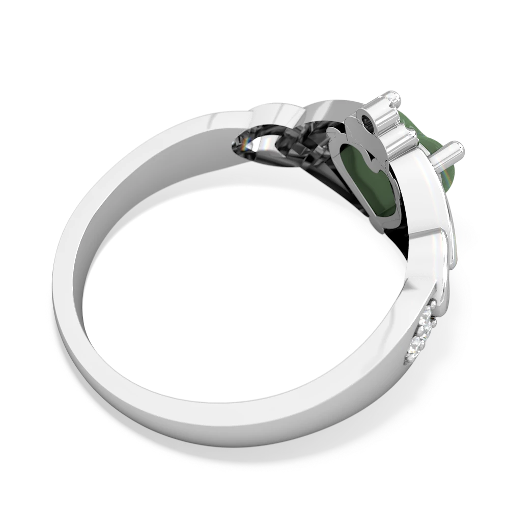 Jade Claddagh Celtic Knot Diamond 14K White Gold ring R5001