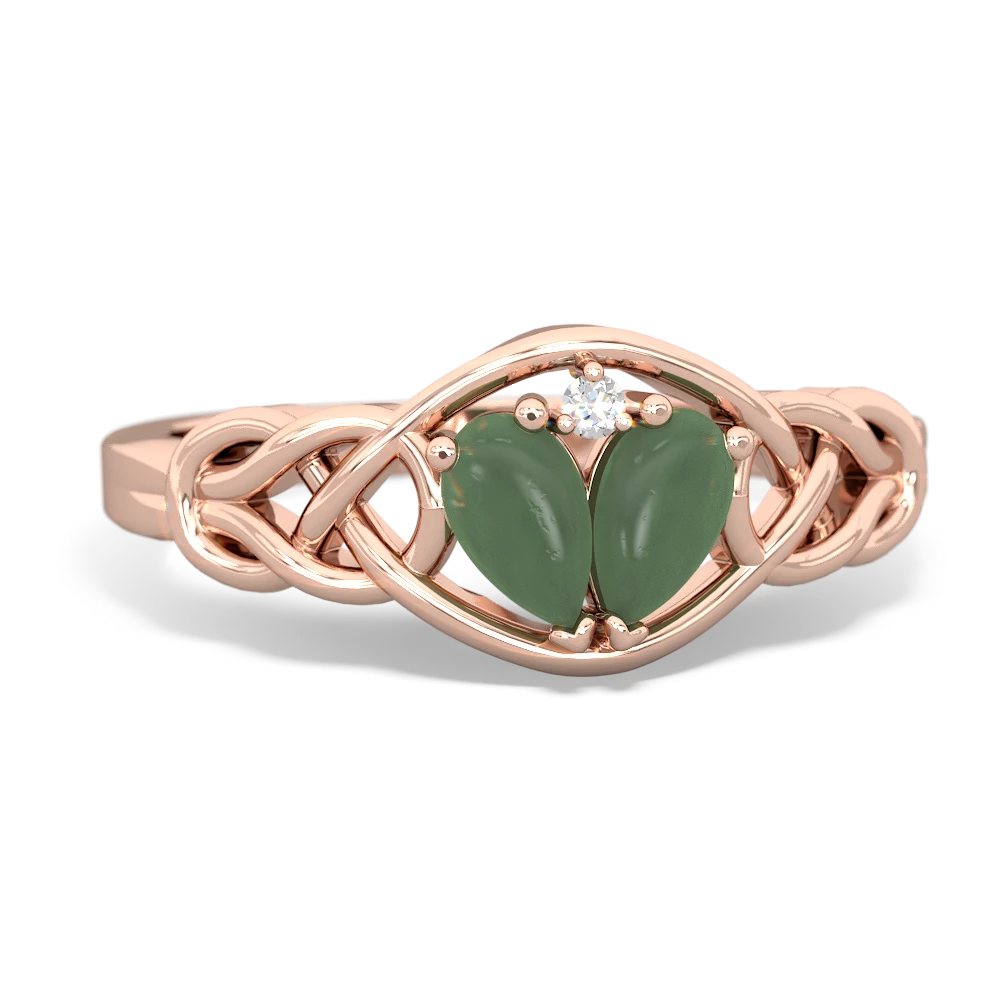 Jade Celtic Love Knot 14K Rose Gold ring R5420