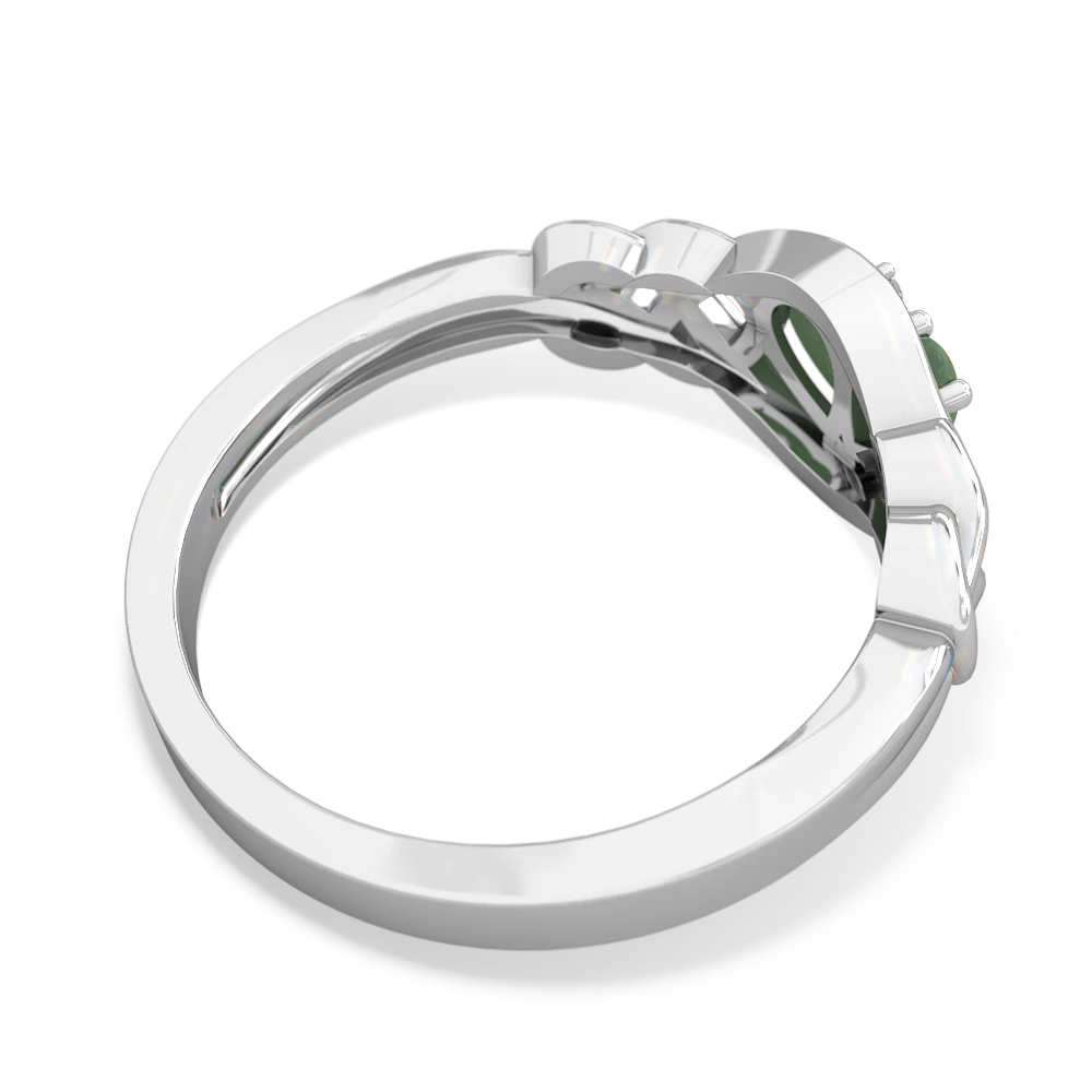 Jade Celtic Love Knot 14K White Gold ring R5420