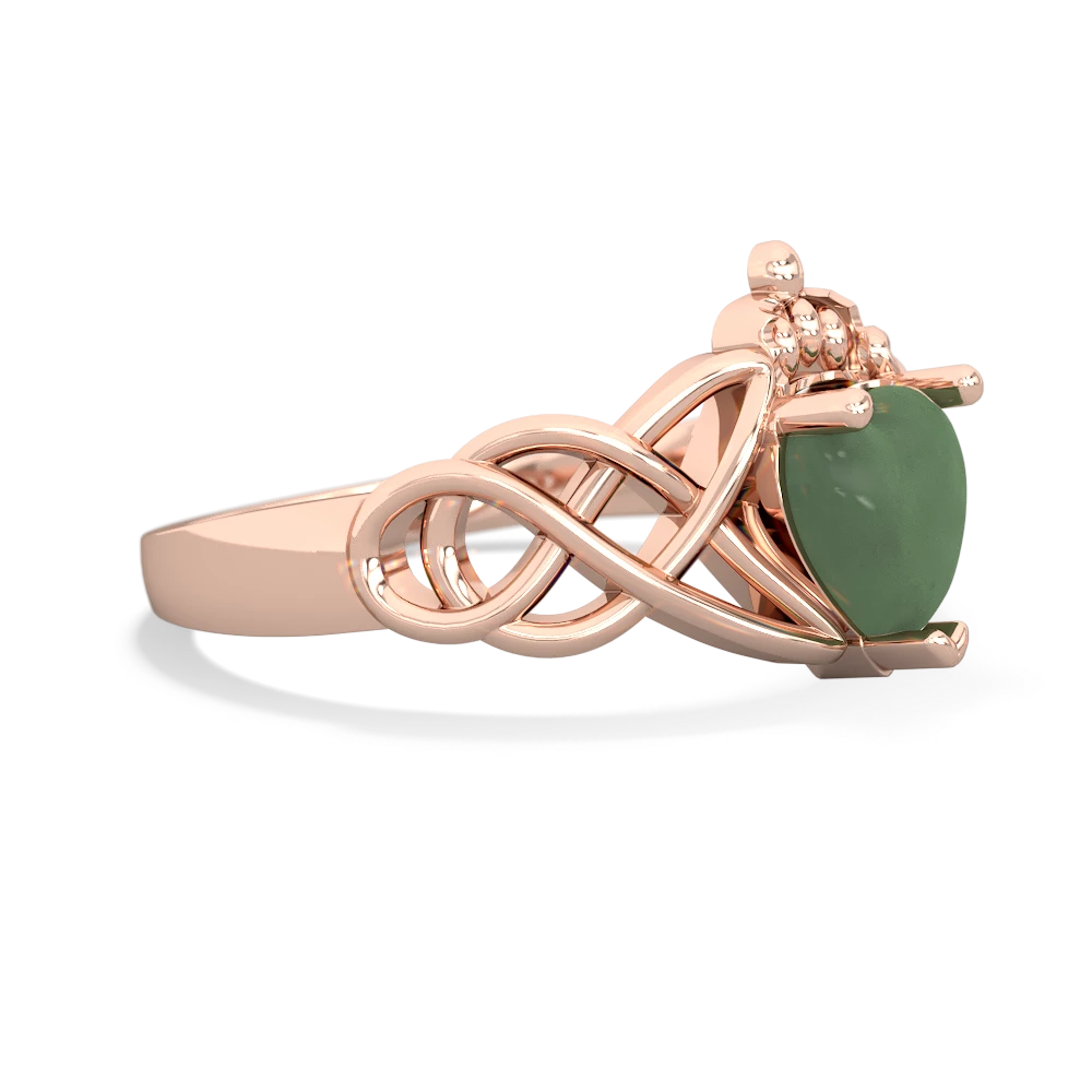 Jade Claddagh Celtic Knot 14K Rose Gold ring R2367