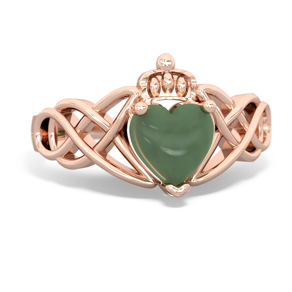 Jade Claddagh Celtic Knot 14K Rose Gold ring R2367