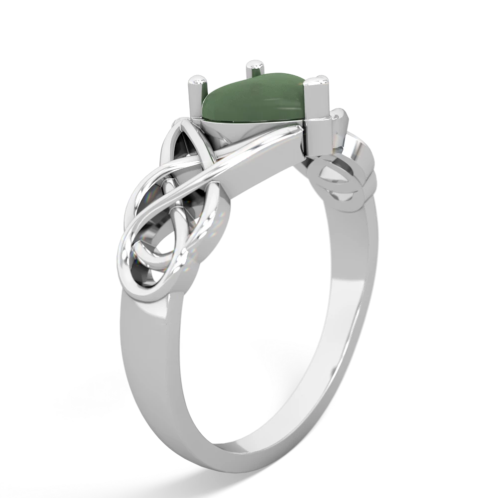 Jade Claddagh Celtic Knot 14K White Gold ring R2367