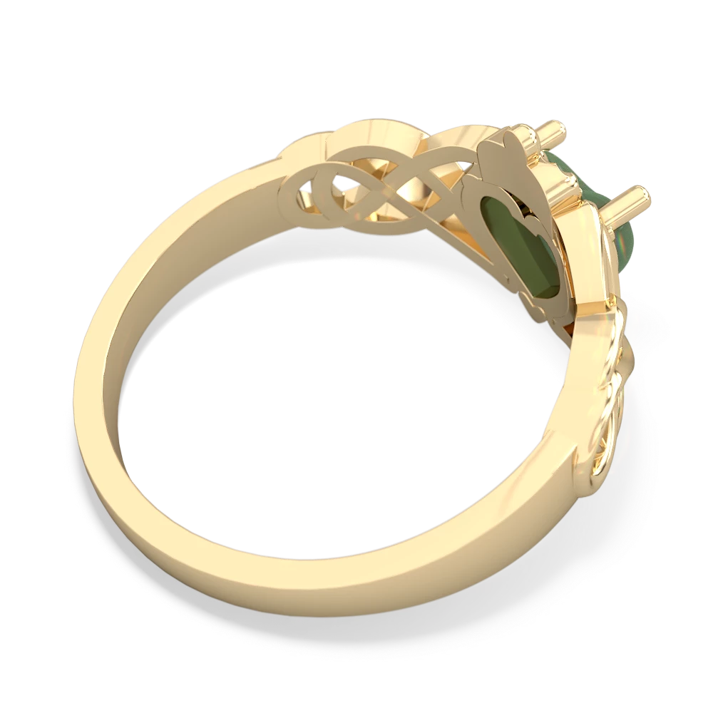 Jade Claddagh Celtic Knot 14K Yellow Gold ring R2367